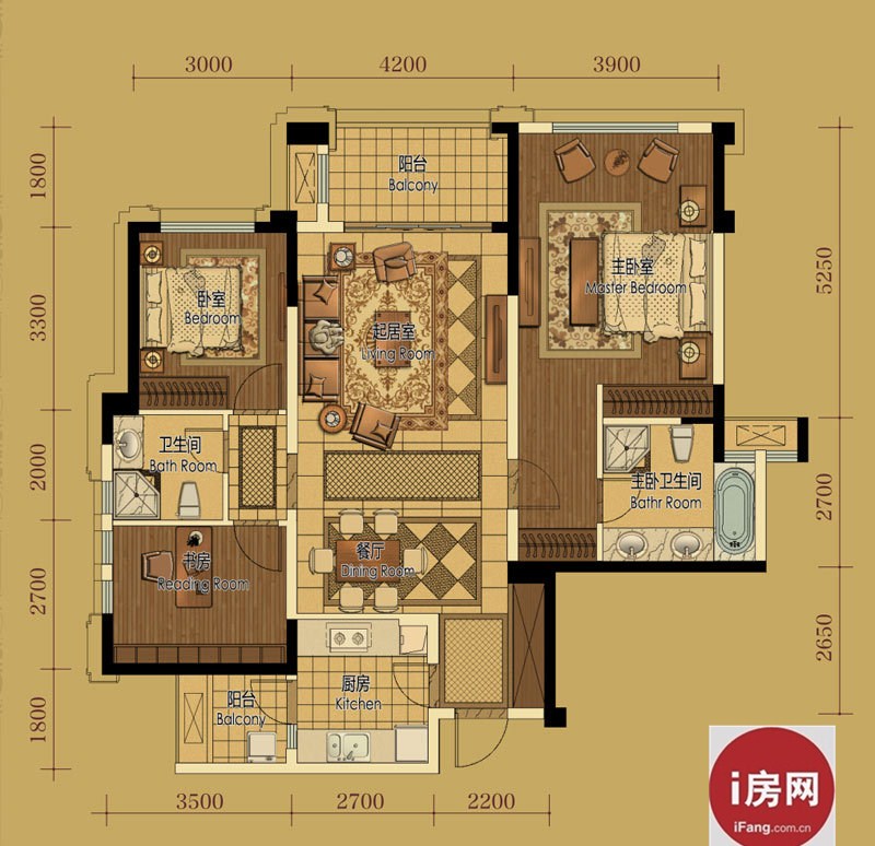 保利康桥1期1栋标准层d1户型3室2厅2卫1厨 123.00.jpg